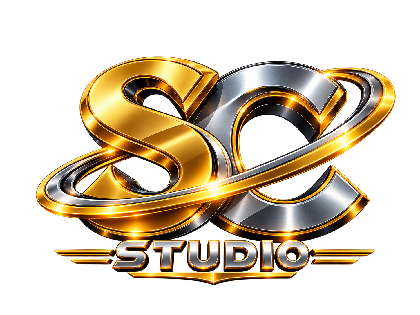 Logótipo oficial da SC Studio em dourado e cromado